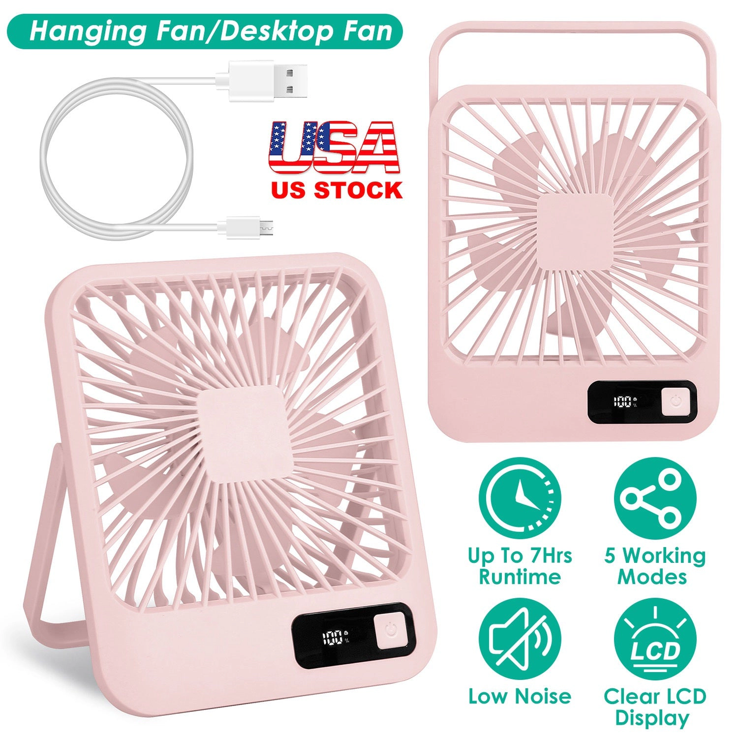 GBruno Rechargeable Desktop Cooling Fan With LCD Display