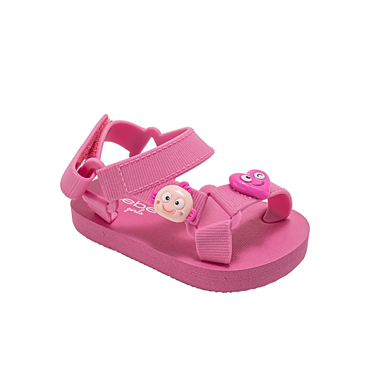 bebe Toddler Girl's Sport Sandals with Charm Details Adjustable Hook and Loop Closure