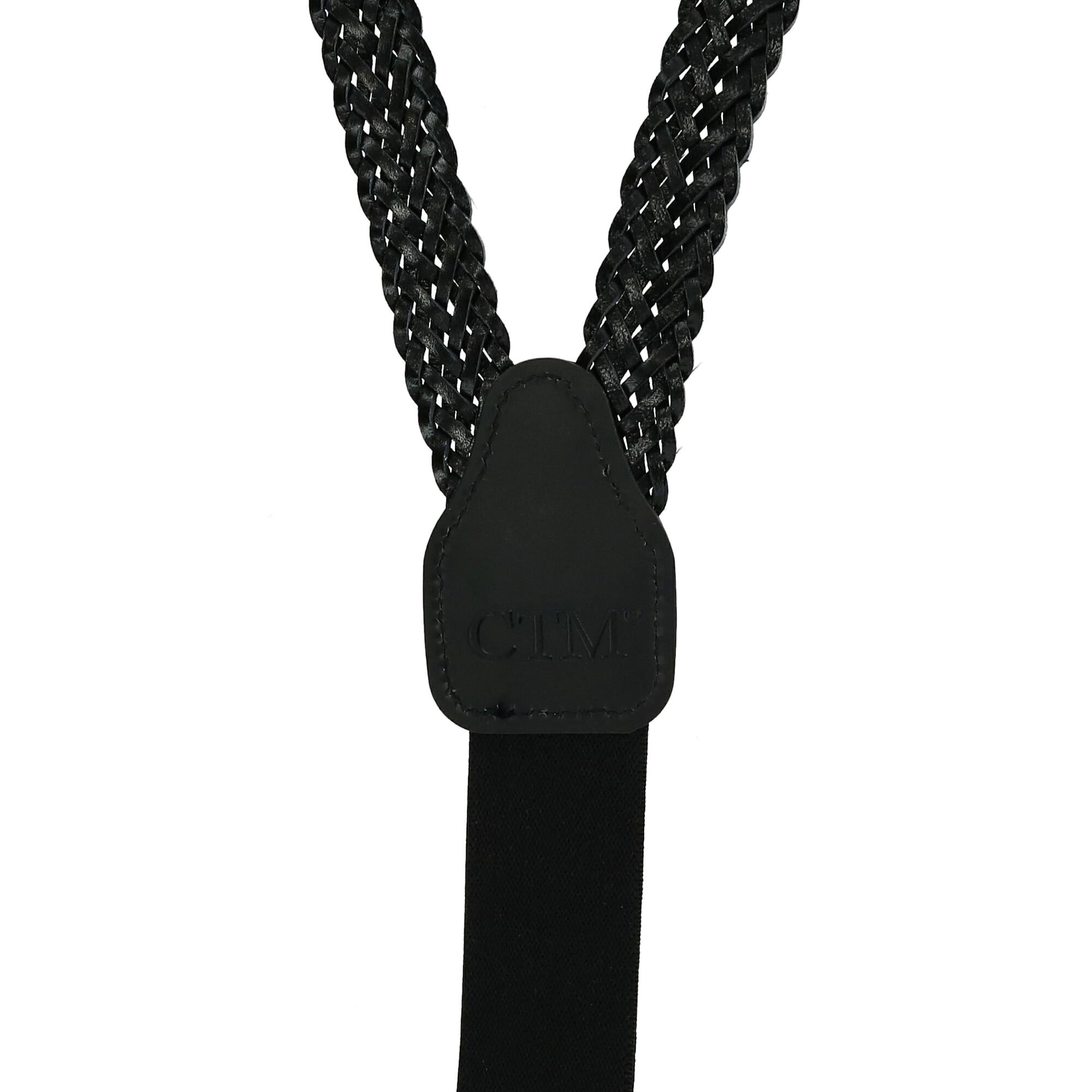CTM Coated Leather Button-End 3/4 Inch Braided Suspenders