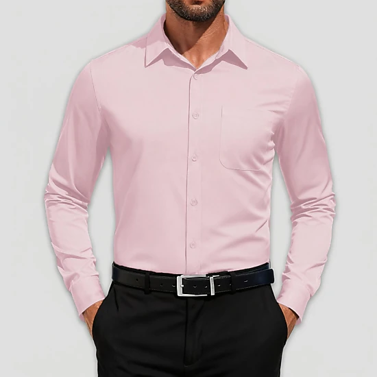 COOFANDY Mens Long Sleeve Dress Shirt Button Down Collar Chest Pocket Work Shirt