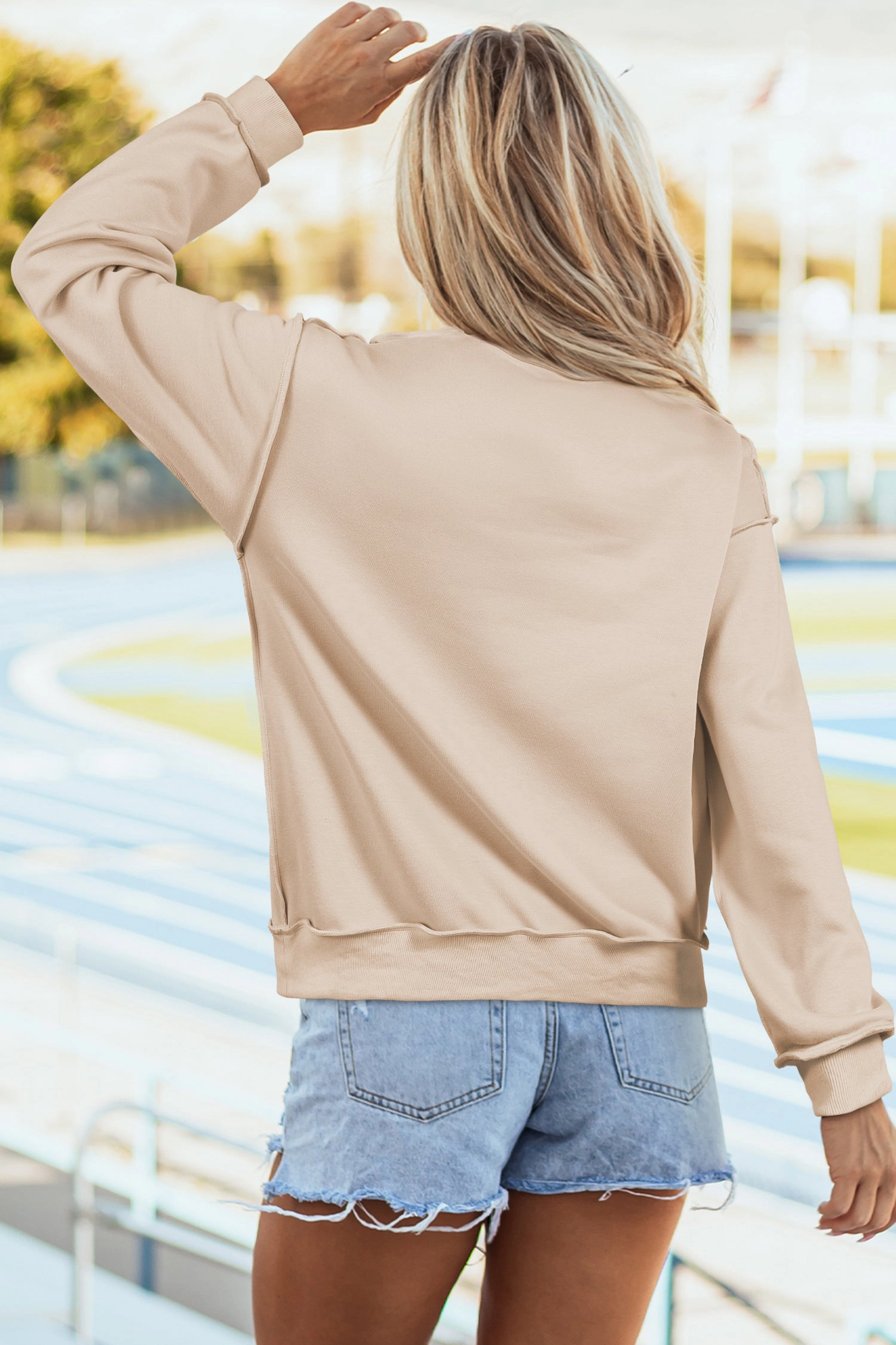 Threaded Pear Women's Leah Shoulder Reversible Mock Sweatshirt