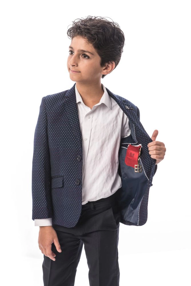 Elie Balleh Boys Slim Fit Digital Rain Blazer