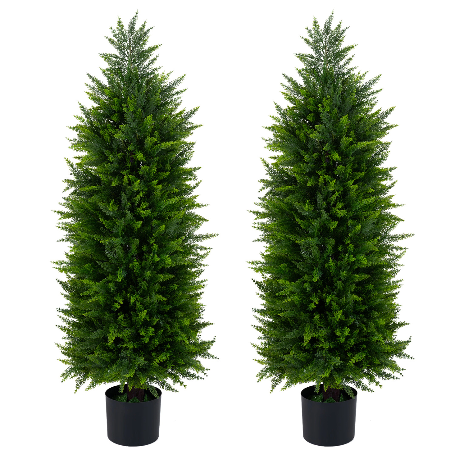 Slickblue Artificial Evergreen Cedar Topiary Trees Set of 2 Potted Green Decor