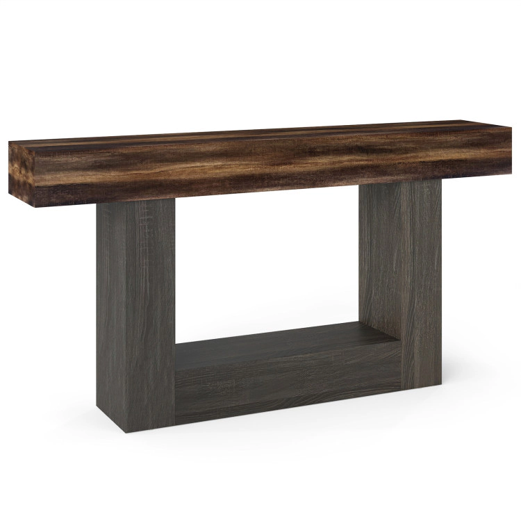 Hivvago 2-Tier Farmhouse Console Table 63" Long With Storage Shelf
