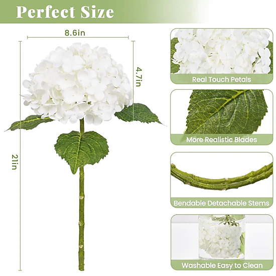 PUPWE 421in Hydrangea Artificial Flowers  Latex Real Touch Hydrangeas (blue)
