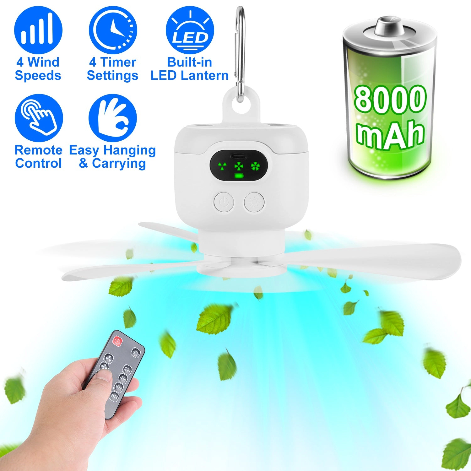 GBruno 2-in-1 Camping Fan With LED Lantern