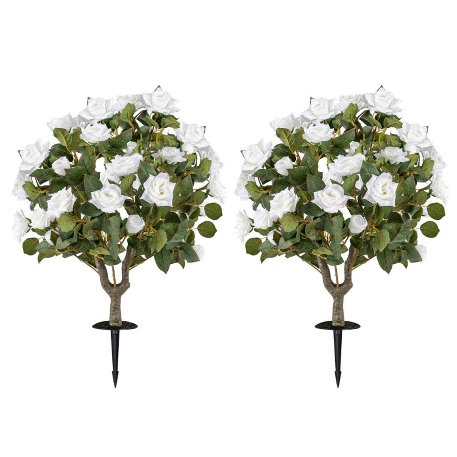 SUGIFT Artificial Rose Flower Trees with Spikes and 18 White Flowers White and Green