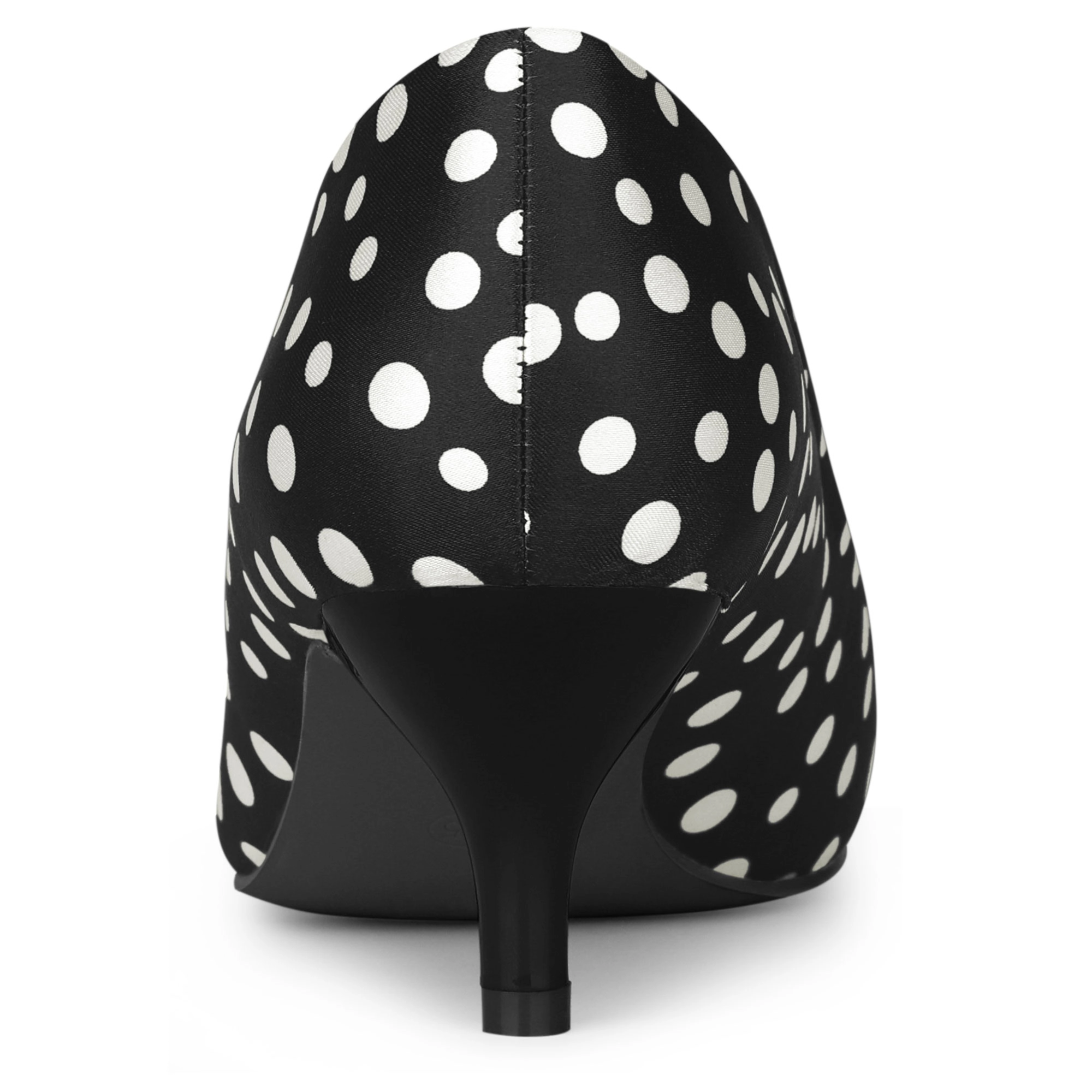 BLISSFUL STEP Women Satin Polka Dots Pointed Toe Kitten Heels Pumps