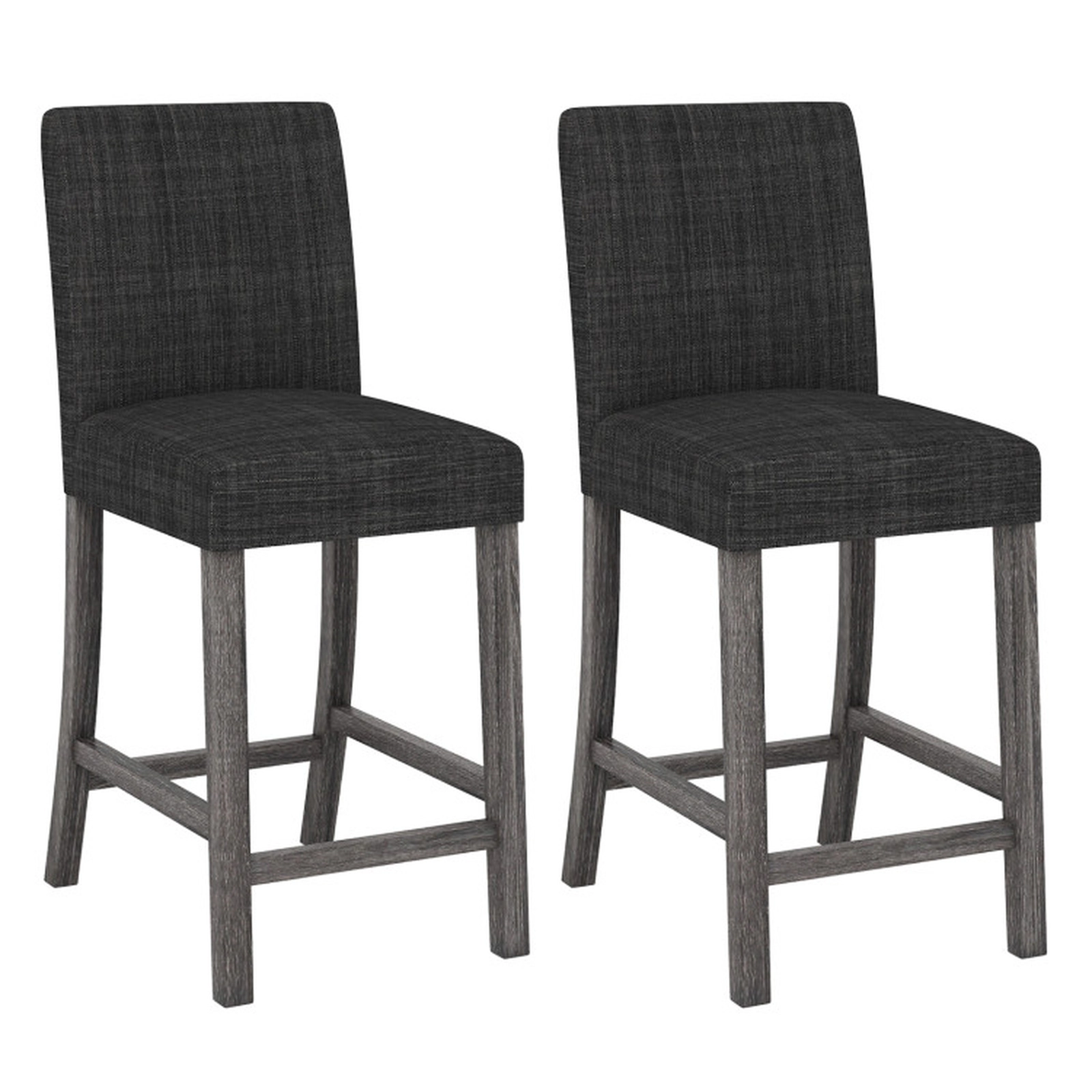 SUGIFT Counter Height Upholstered Bar Stools Set of 2 with Back and Footrest 350-lb Capacity Gray Beige