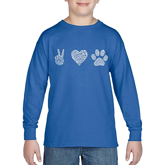 LA Pop Art Boys Long Sleeve T-Shirt -  Peace Love Dogs
