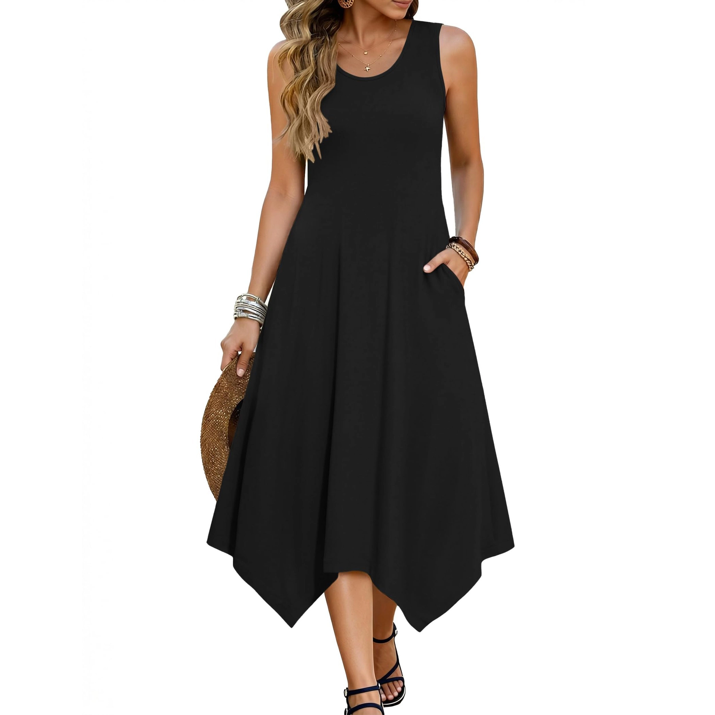 Zeagoo Women's Scoop Neck Sleeveless Maxi Dress