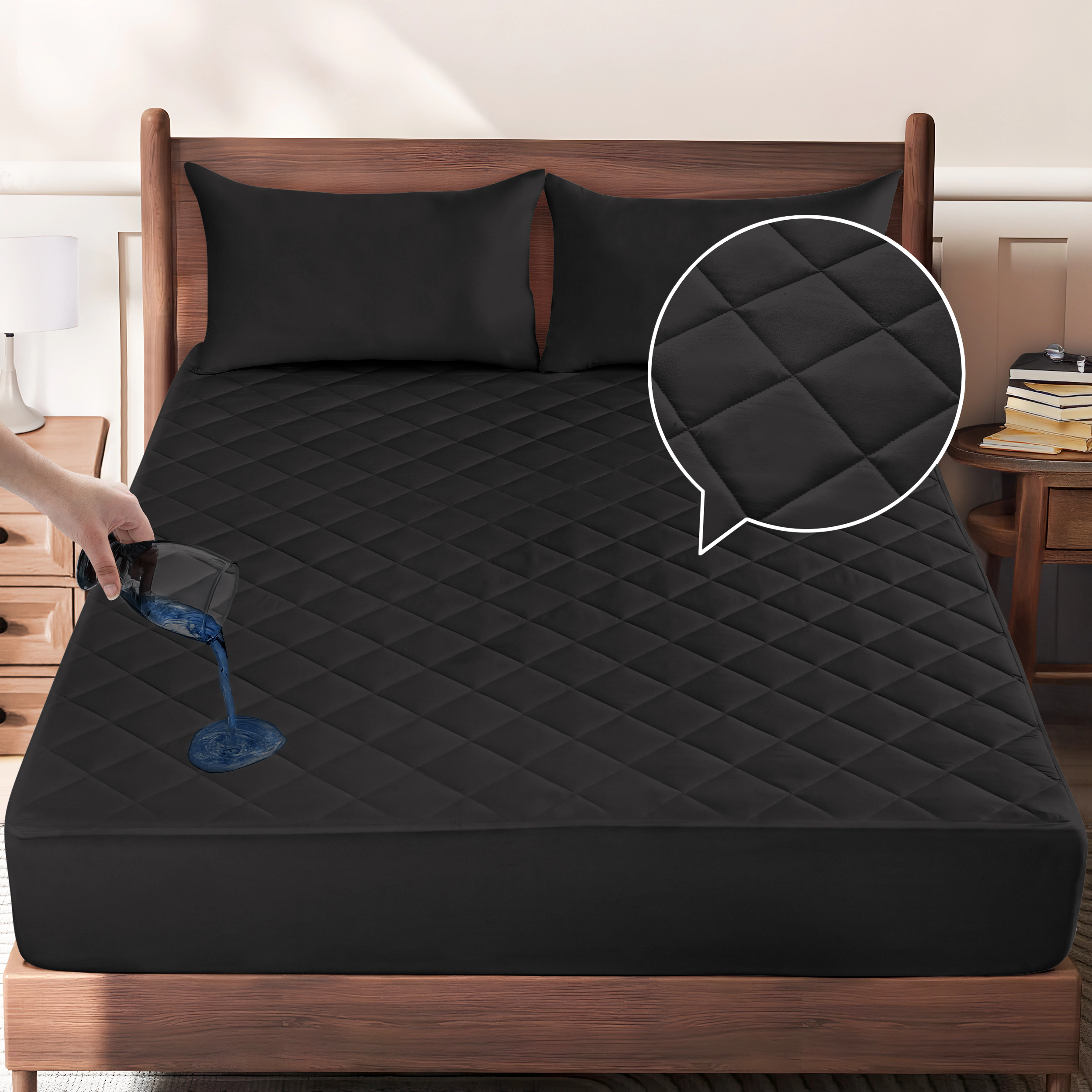 Lux Decor Collection Waterproof Quilted Elastic Fitted Mattress Pad with Deep Pockets