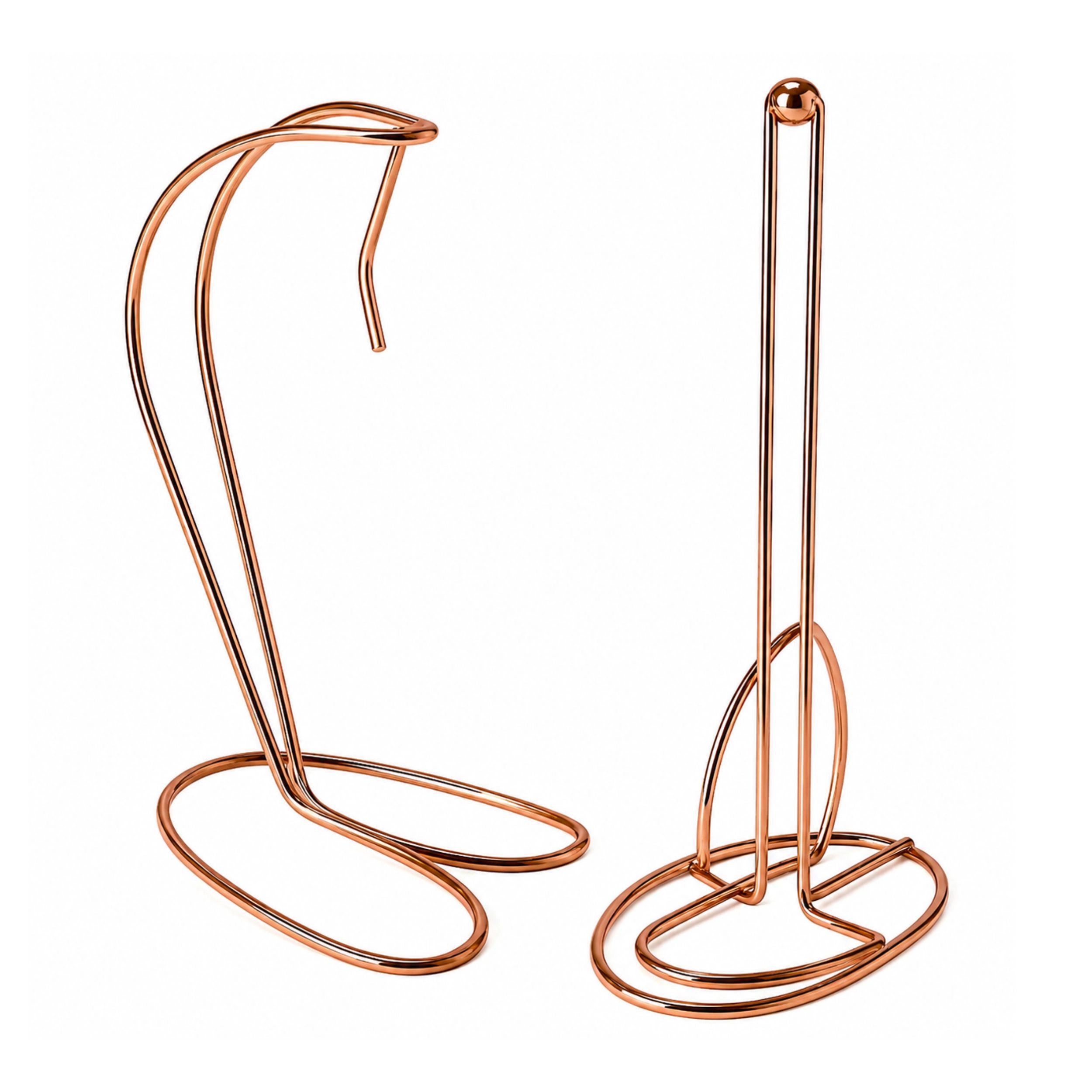 Home Collection 2 Piece Rose Gold Paper Towel & Banana Holder Set