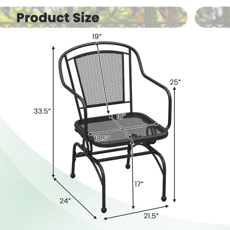 Hivvago Outdoor Rocking Chair Set Of 2 With Mesh Backrest And Seat For Yard