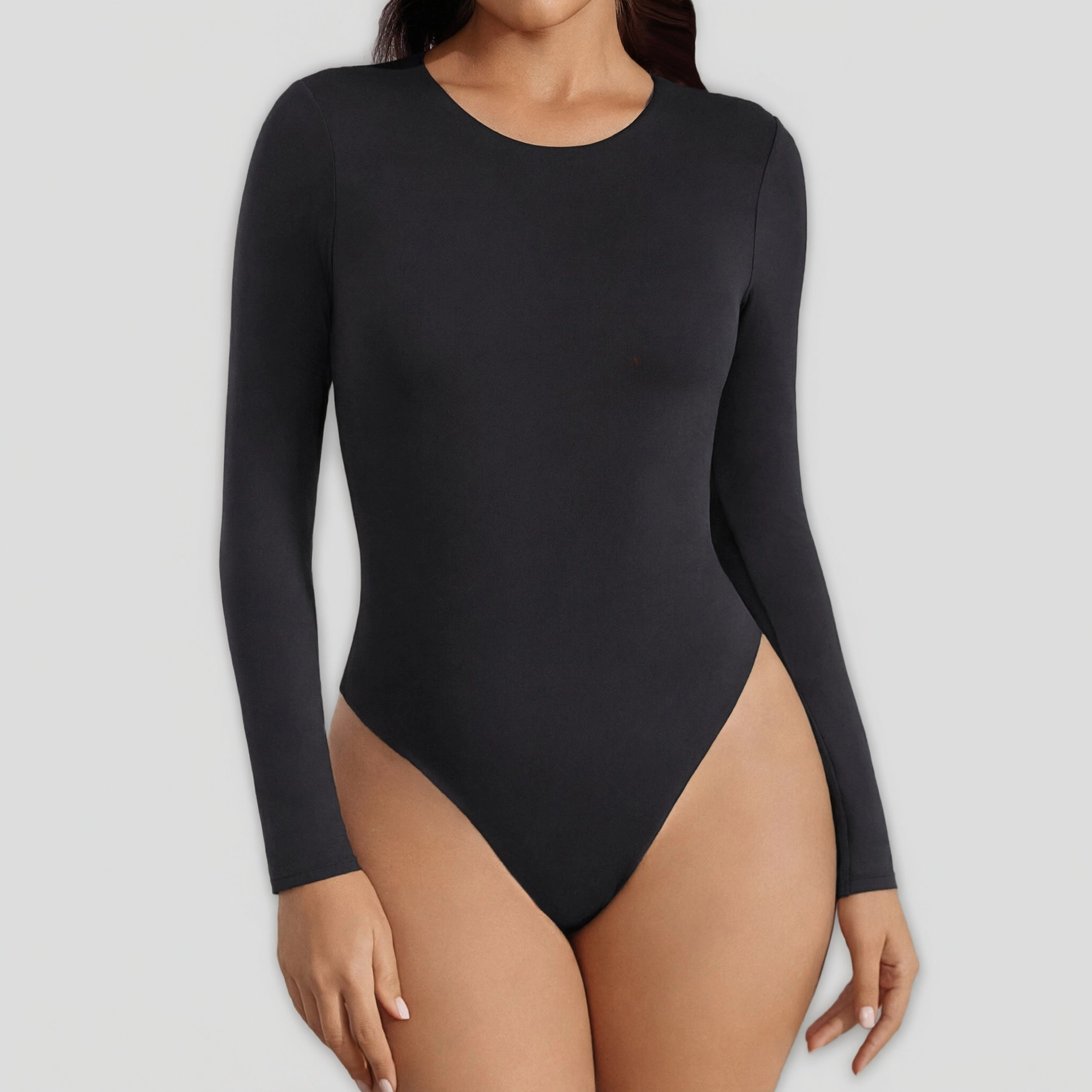 Avidlove Women's Crew Neck Long Sleeve Double Lined Thong Bodysuit