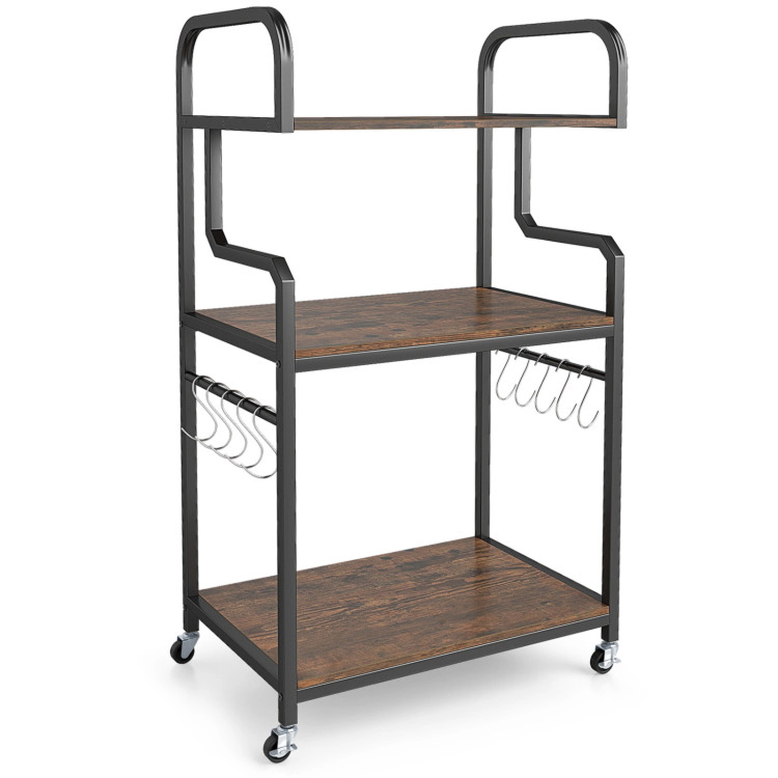 SUGIFT 3-Tier Rolling Printer Stand Office Cart 44-lb Top 110-lb Middle 100-lb Bottom 22 x 16-in Shelves Rustic Brown