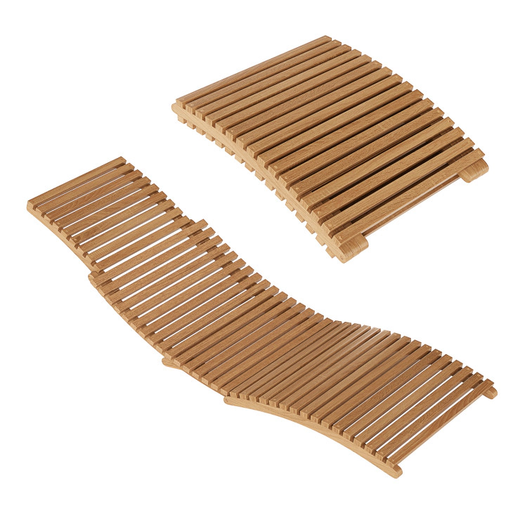 Hivvago Teak Wood Patio Folding Chaise Lounge Chair With Slatted Seat
