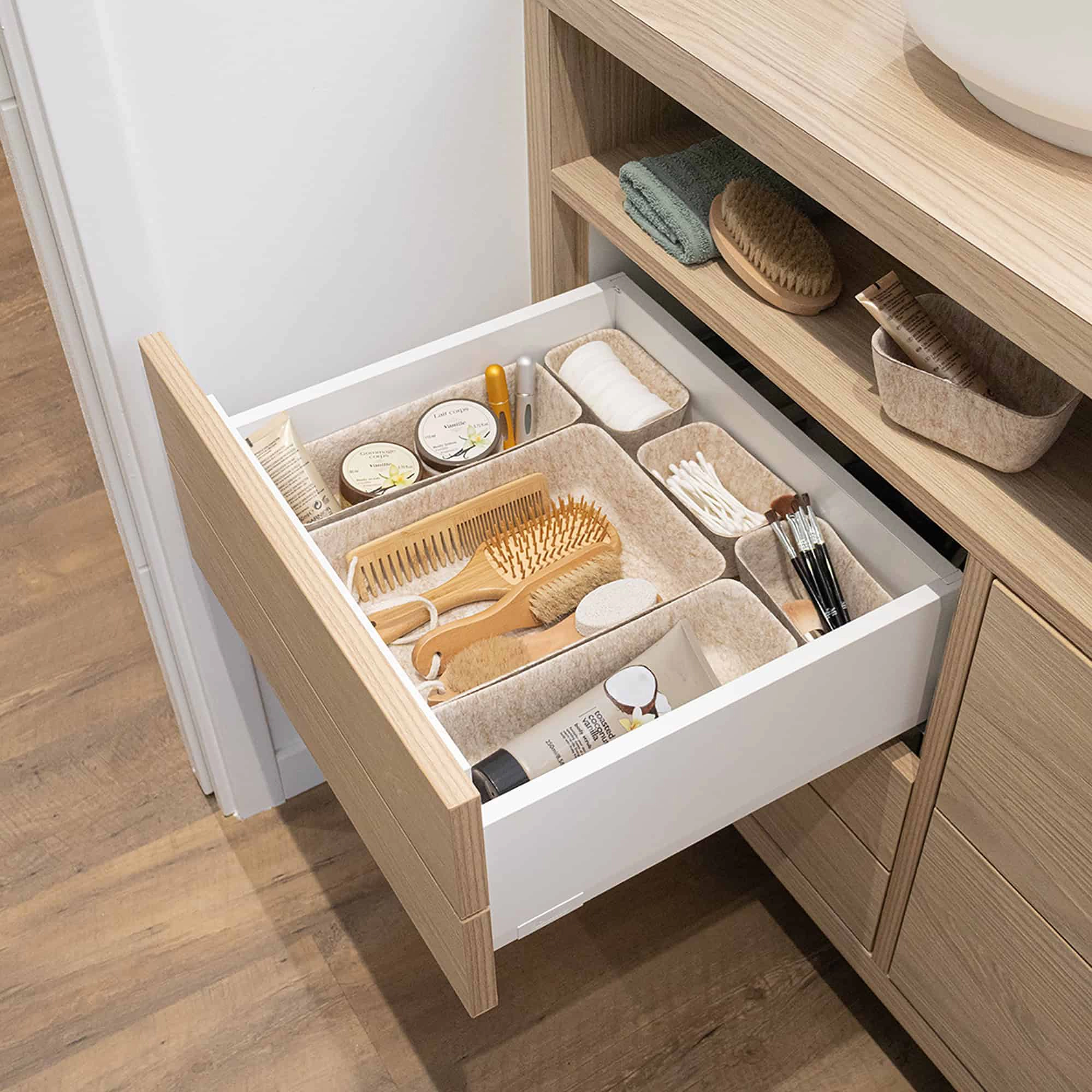 Evideco French Home Goods 7-Piece Felt Drawer Organizer Set - Neutral Matte