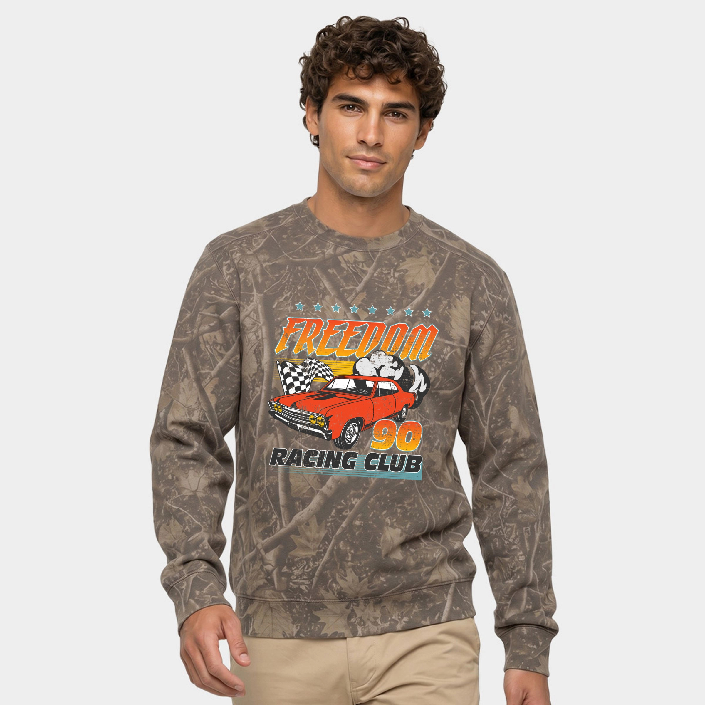 Simply Sage Market - Men's Camo Sweatshirt Freedom Racing Club