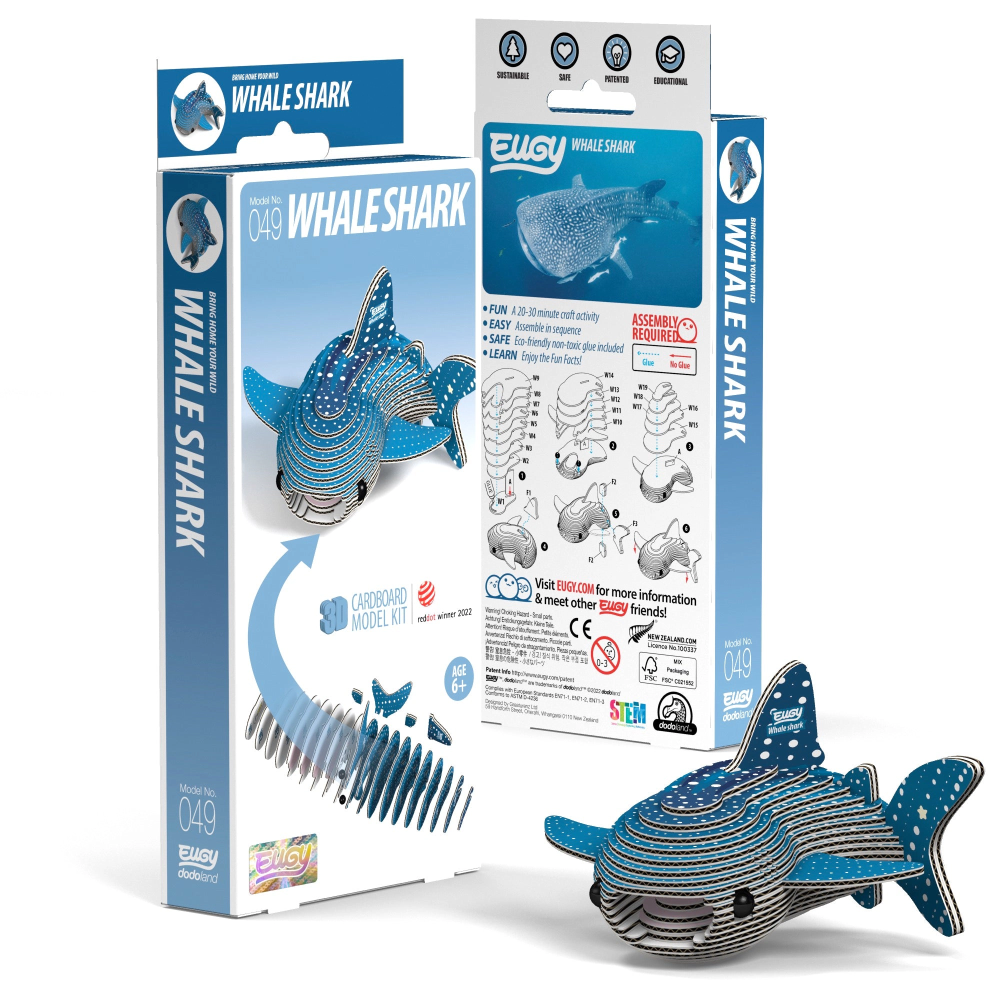 EUGY Whale Shark 3D Puzzle - contains 22 puzzle pieces