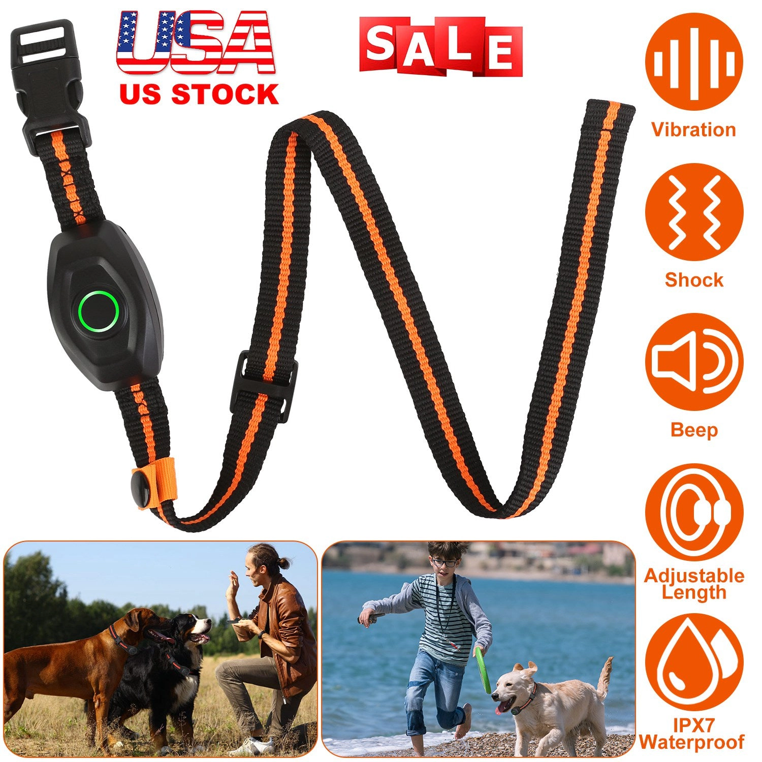 GBruno IPX7 Waterproof Rechargeable Dog Training Collar