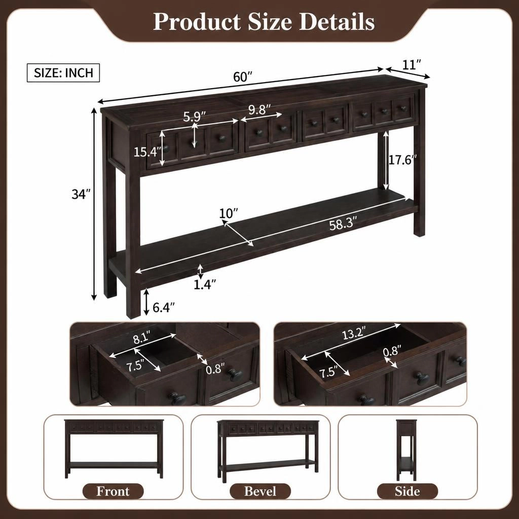 GOODSILO Narrow Solid Wood Long Console Table