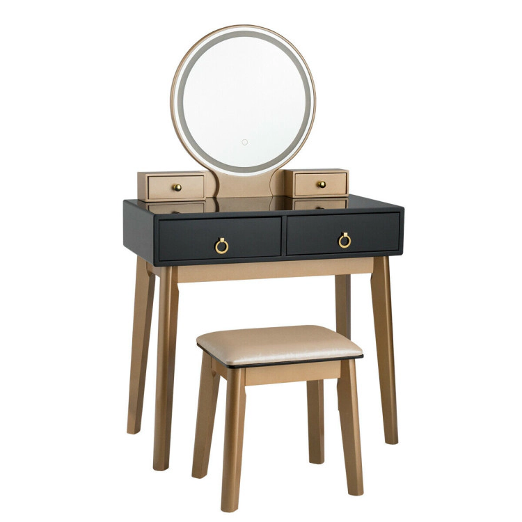 Hivvago Makeup Vanity Table Set With Touch Screen Dimming Mirror And 3 Color Lighting Modes