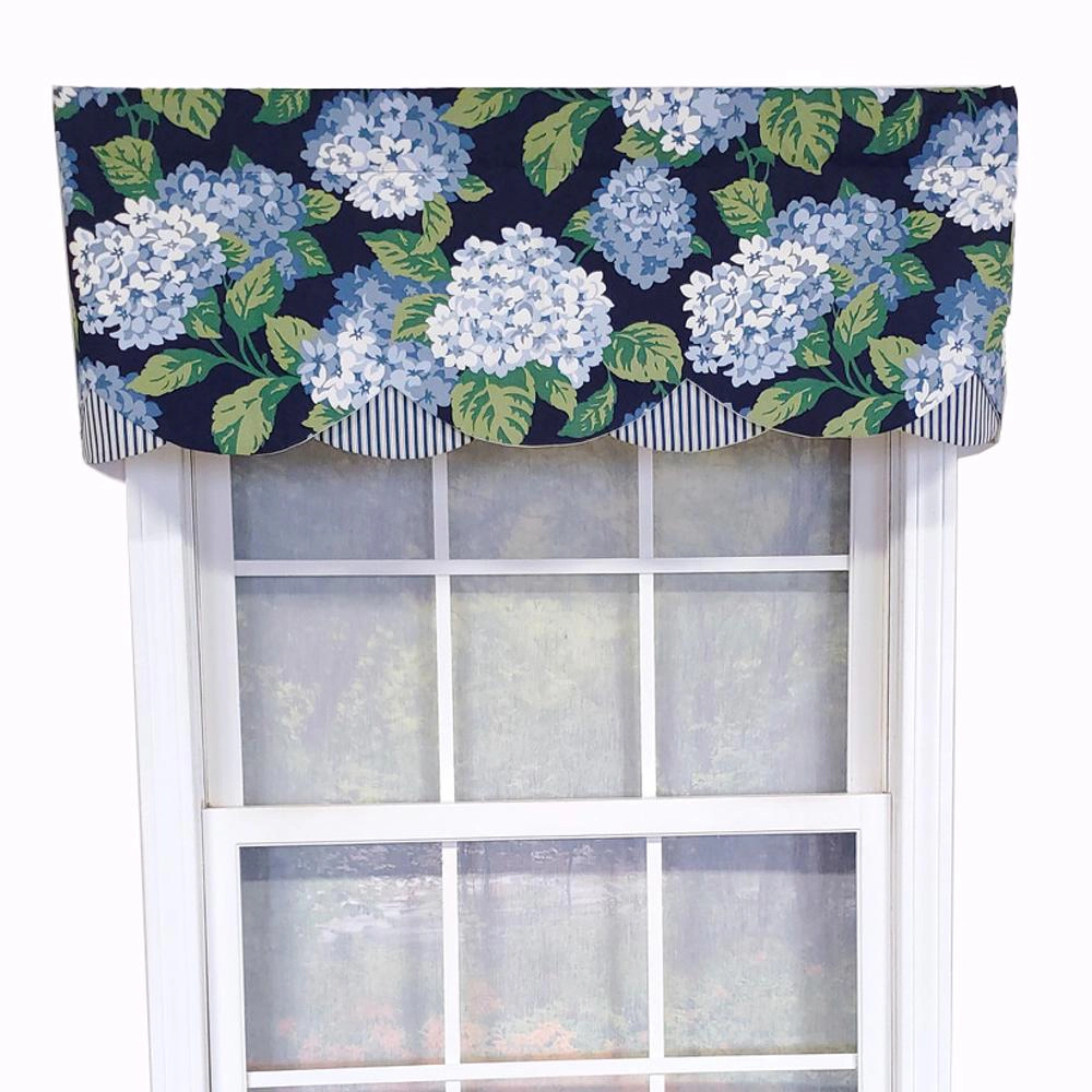 RLF Home 100% Cotton Luxurious Modern Summer Wind Petticoat Style Window Valance 50" x 15" Navy