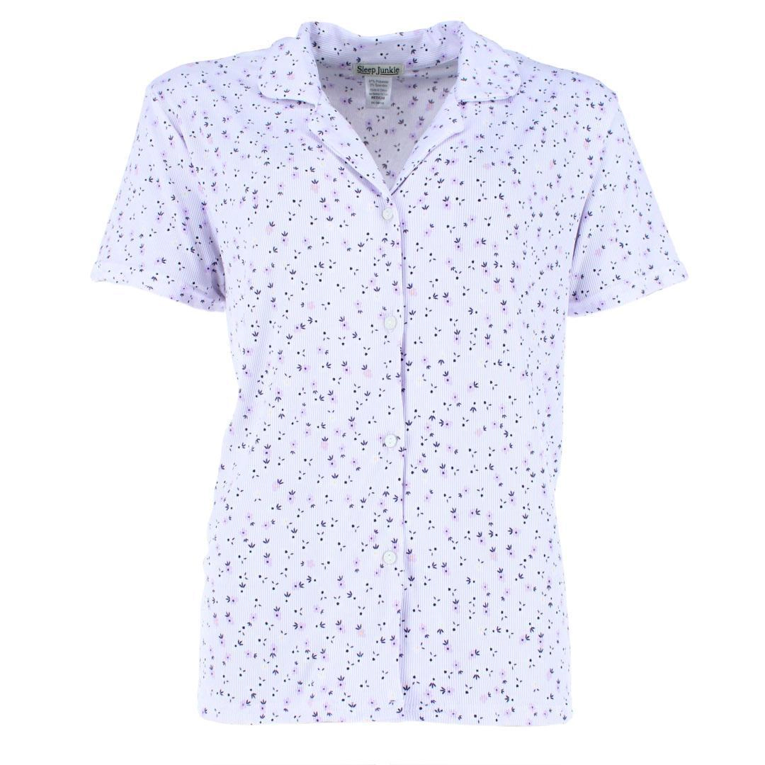 Sleep Junkie Women's Ditsy Floral Notch Collar Short Sleeve and Shorts Set