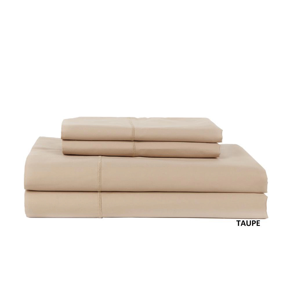 Hotel Concepts 500 Thread Count Sateen Sheet 4 Piece Set Queen Taupe