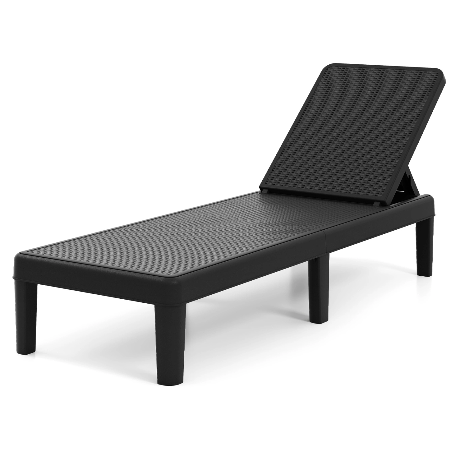 LJG Outdoor Chaise Lounger Chair with Waterproof Rattan Textured PP Surface and 330 lbs Capacity
