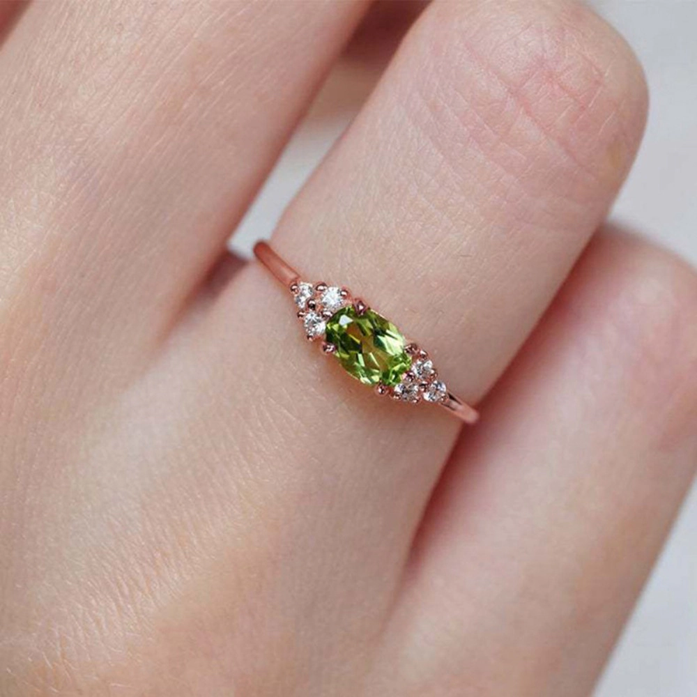 Classic Oval Cut Center Stone with Side Accents Minimalist Stackable Ring