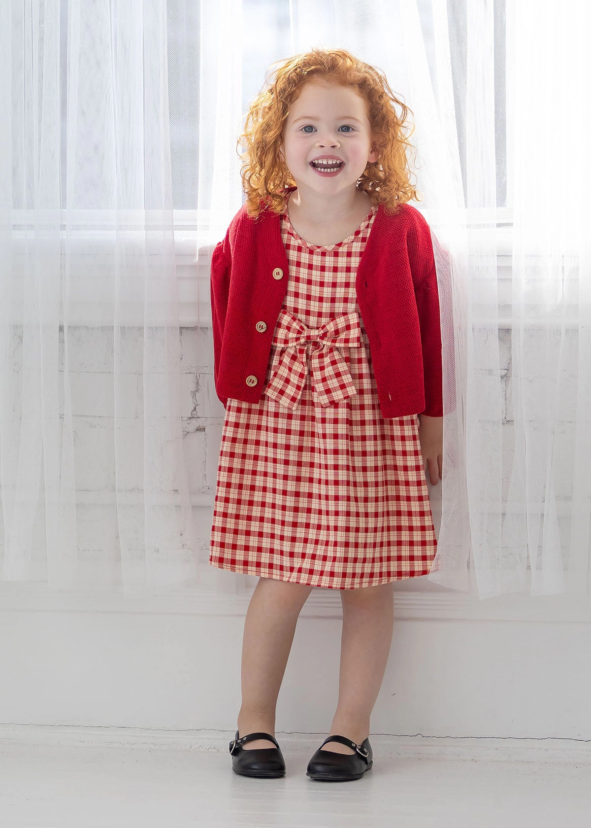 Mabel and Honey Paisley Woven Plaid Girls Dress