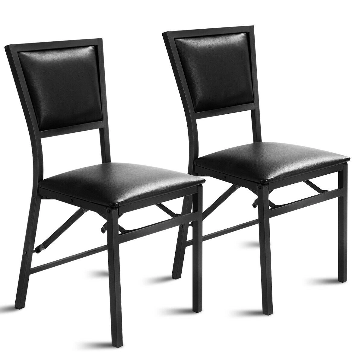 LJG Set of 2 Metal Folding Dining Chair with Space Saving Design