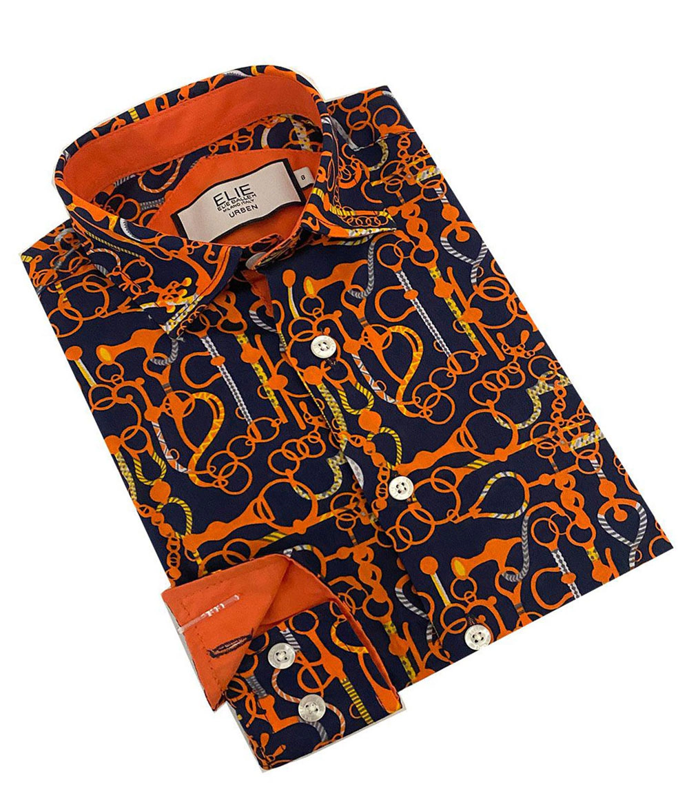 Elie Balleh Boys Slim Fit Geometric Shirt