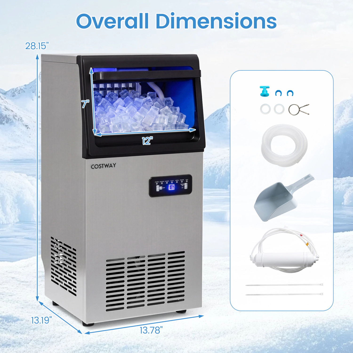 LJG Stainless Steel Commercial Ice Maker 110 lbs/24H