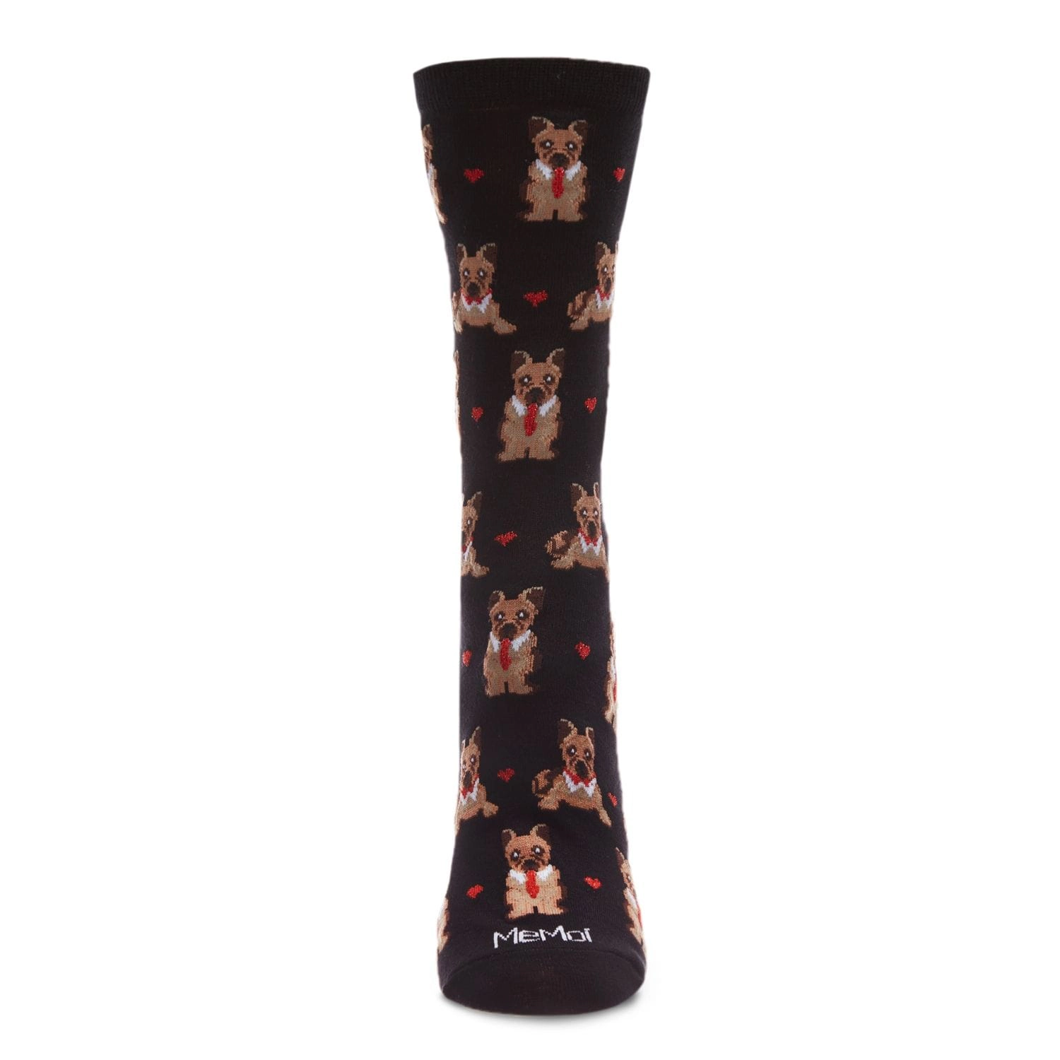 MeMoi Bowtie Dog Bamboo Blend Crew Socks