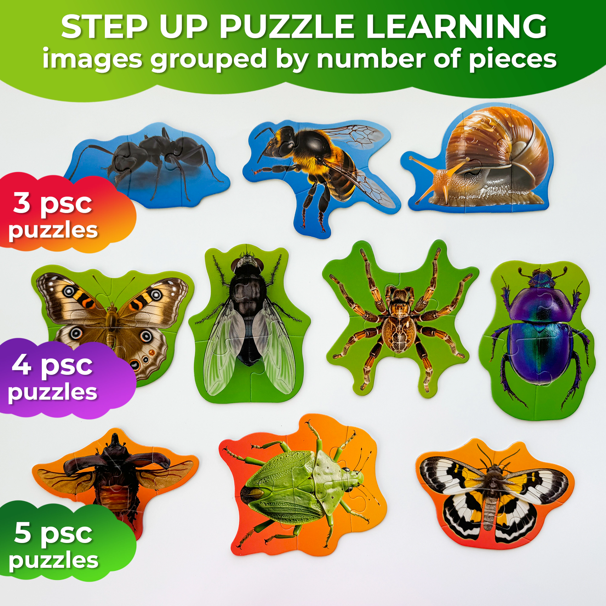 QUOKKA Large Floor Jigsaw Puzzles, 40 Piece Progressive Puzzle Set for Toddlers, Farm & Ocean Animals, Ages 2+