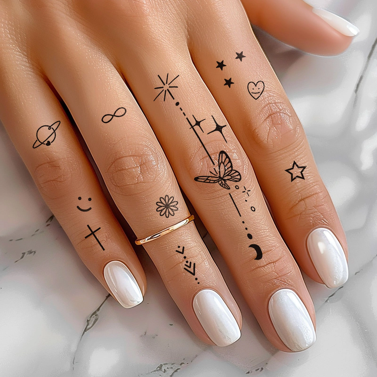 Wrapables Tiny Small Temporary Finger and Hand Tattoos for Women