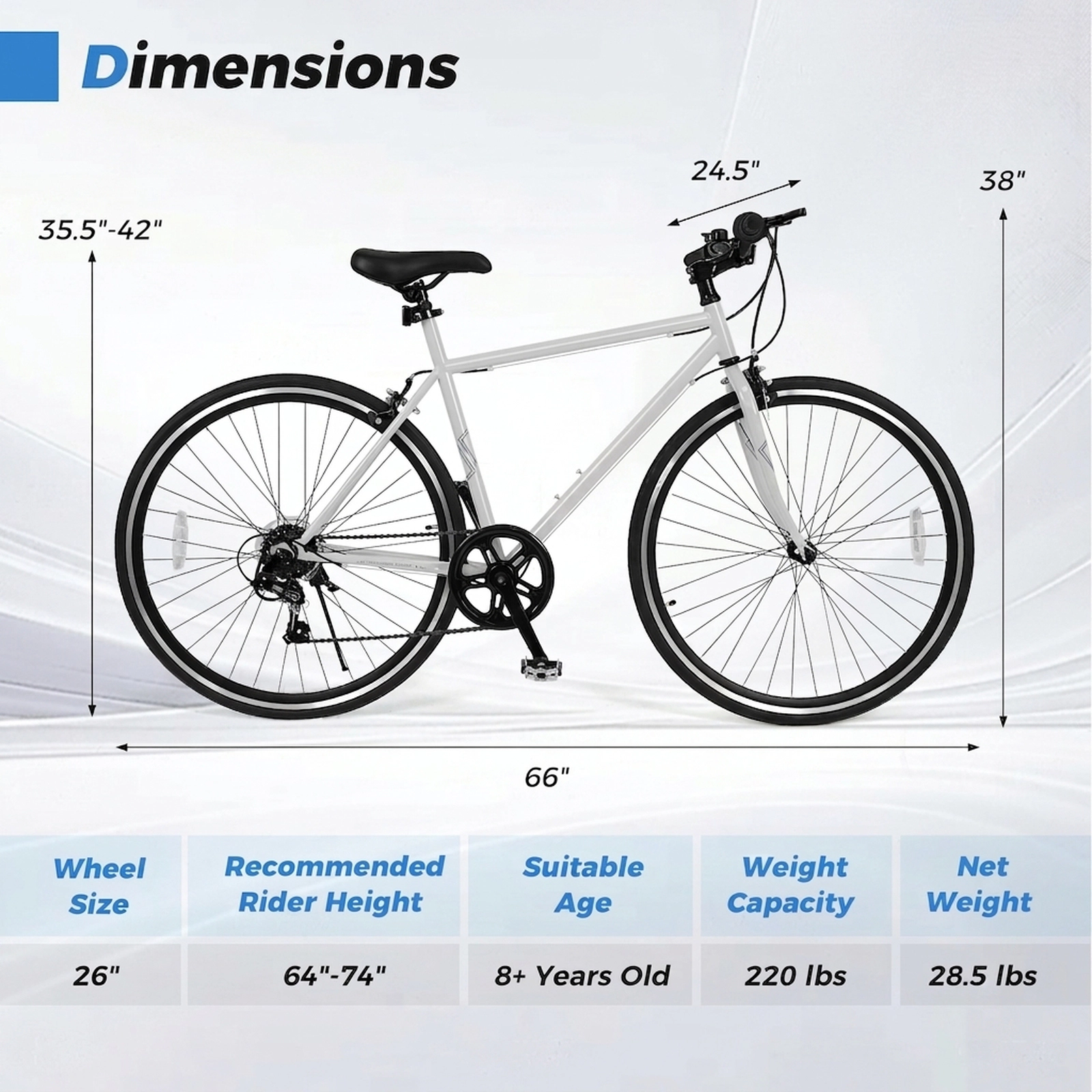 26-in Mountain Bike with Dual Hand Brakes 6-Speed and Anti-Slip All-Terrain Tires for Riders 64-in to 74-in Bicycle