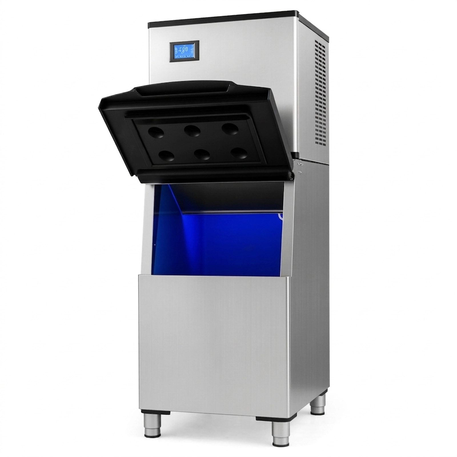 SUGIFT Freestanding Commercial Ice Maker with 450-lb Daily Output 250-lb Storage Bin and LCD Panel