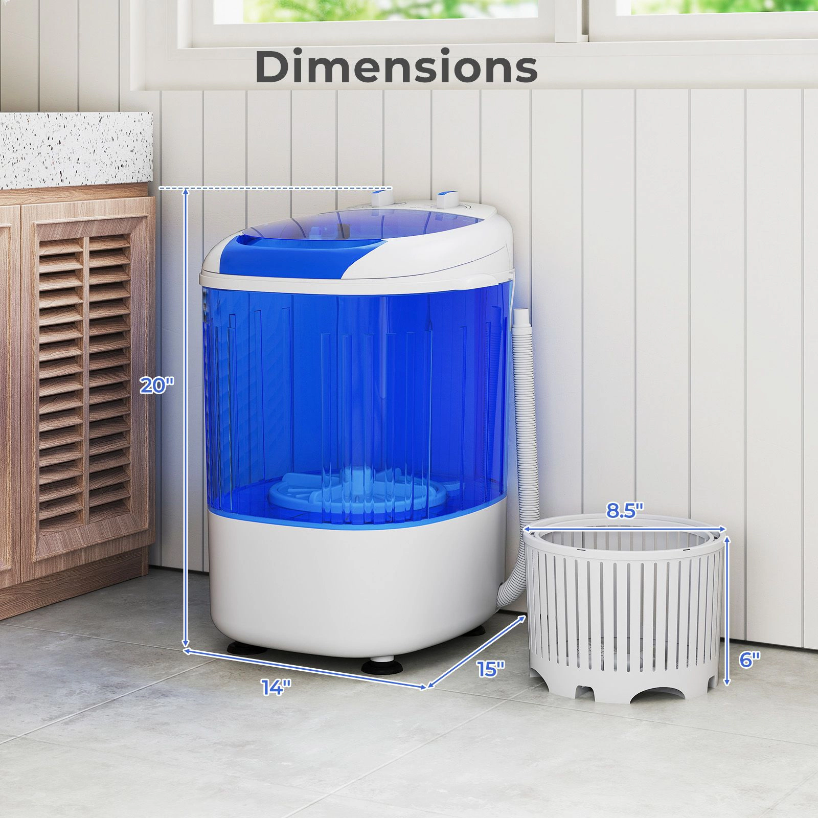 SlickBlue Compact Mini Washing Machine with Spin Basket and Timer