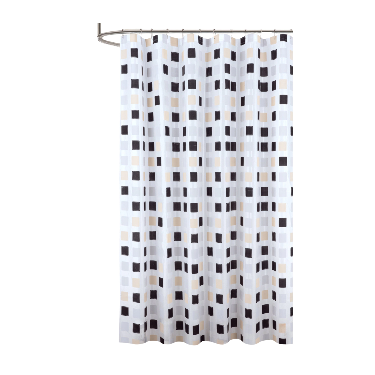 RT Designers Collection 90GSM Peva Glit Printed Tiles Shower Curtain 70" x 72" Tan