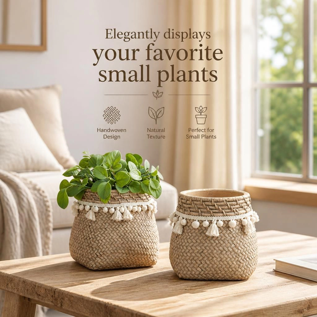 WOW PIONEER Solid Cement Round Planter Pot for Patio Balcony Backyard Porch Indoor Outdoor