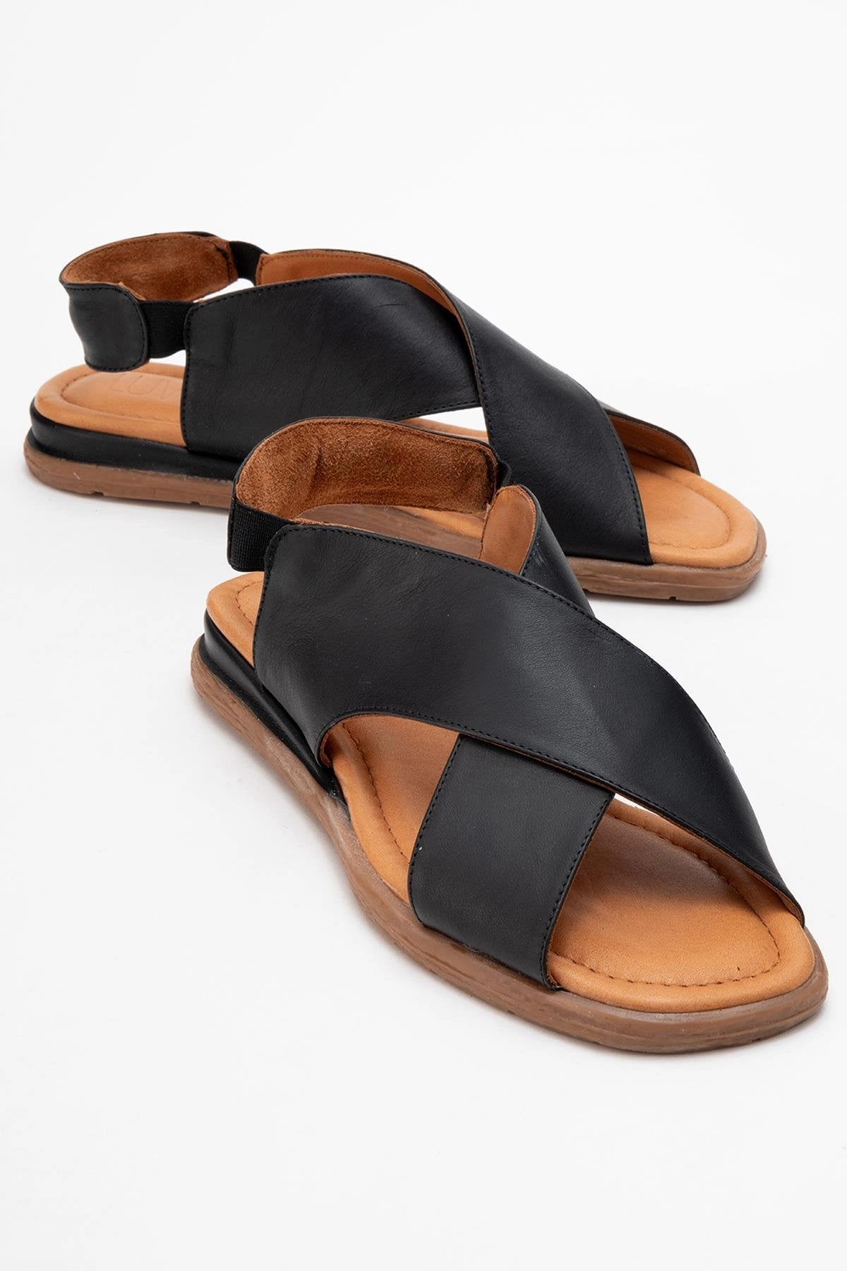 Forever & Always Womens Broods Elastic Leather Slip On Sandalss