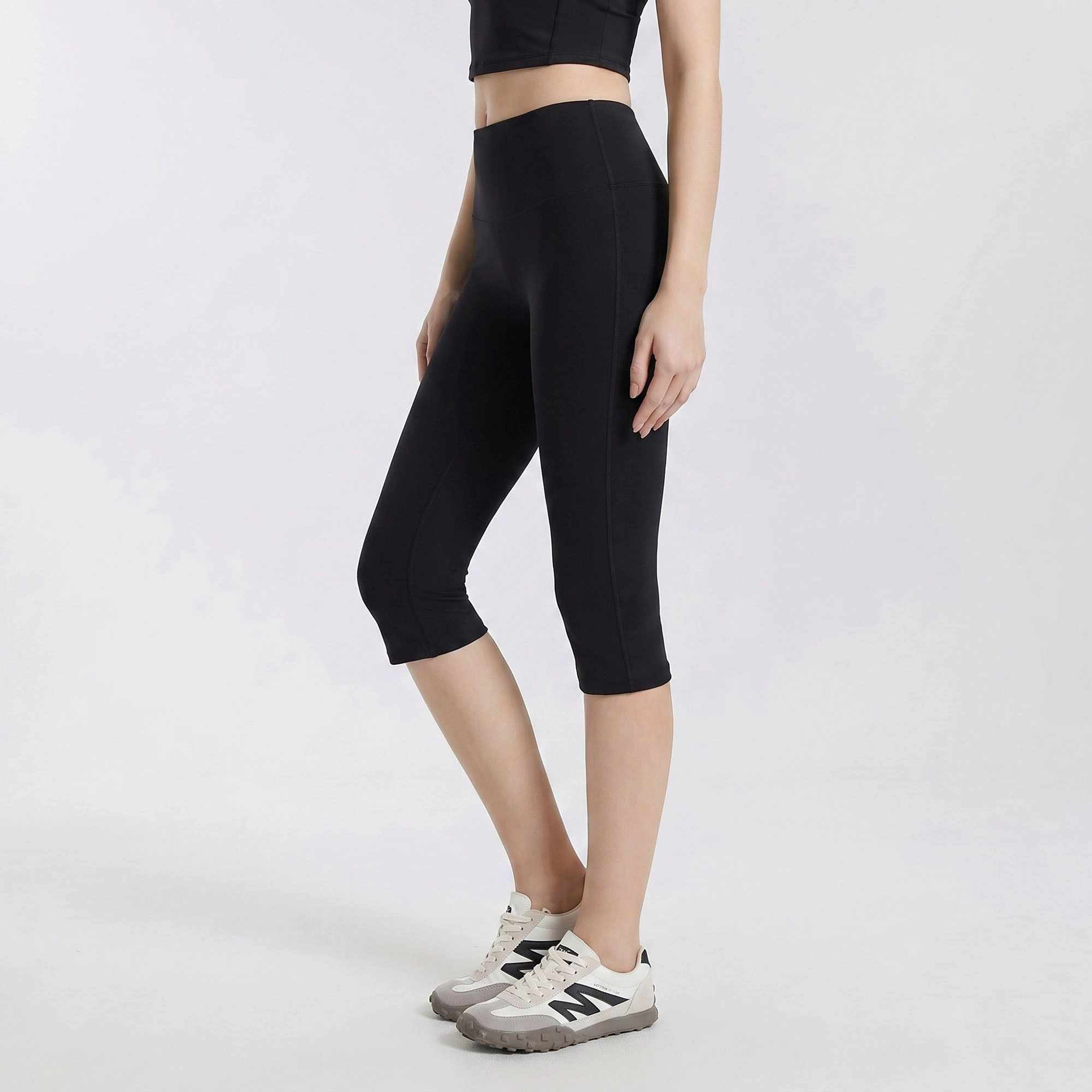 Anna-Kaci Women's High-Waist Capri Leggings with Wide Waistband Smooth Stretch Pull On Workout Yoga Pants