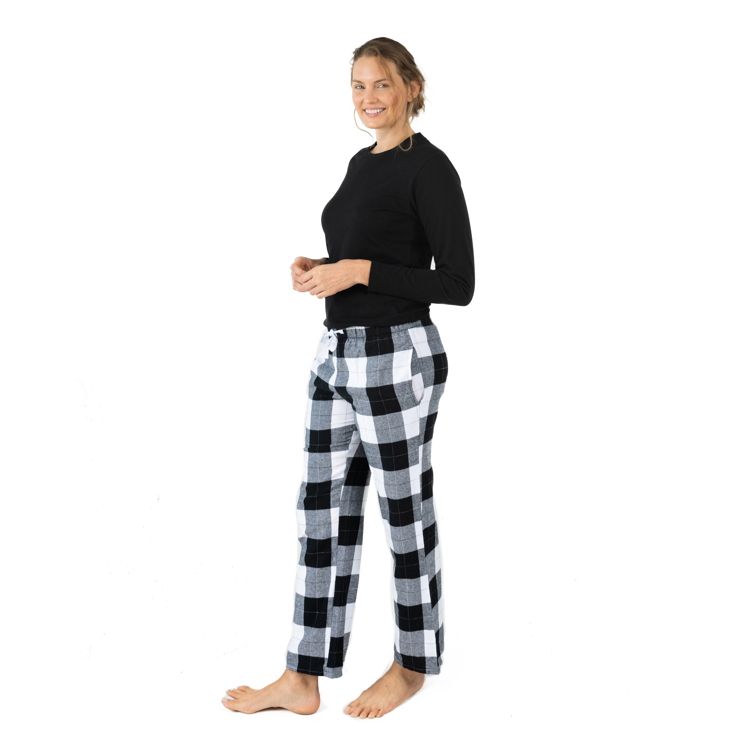Leveret Women's 2-pc Plaid Cotton Top & Flannel Pants Pajama Set
