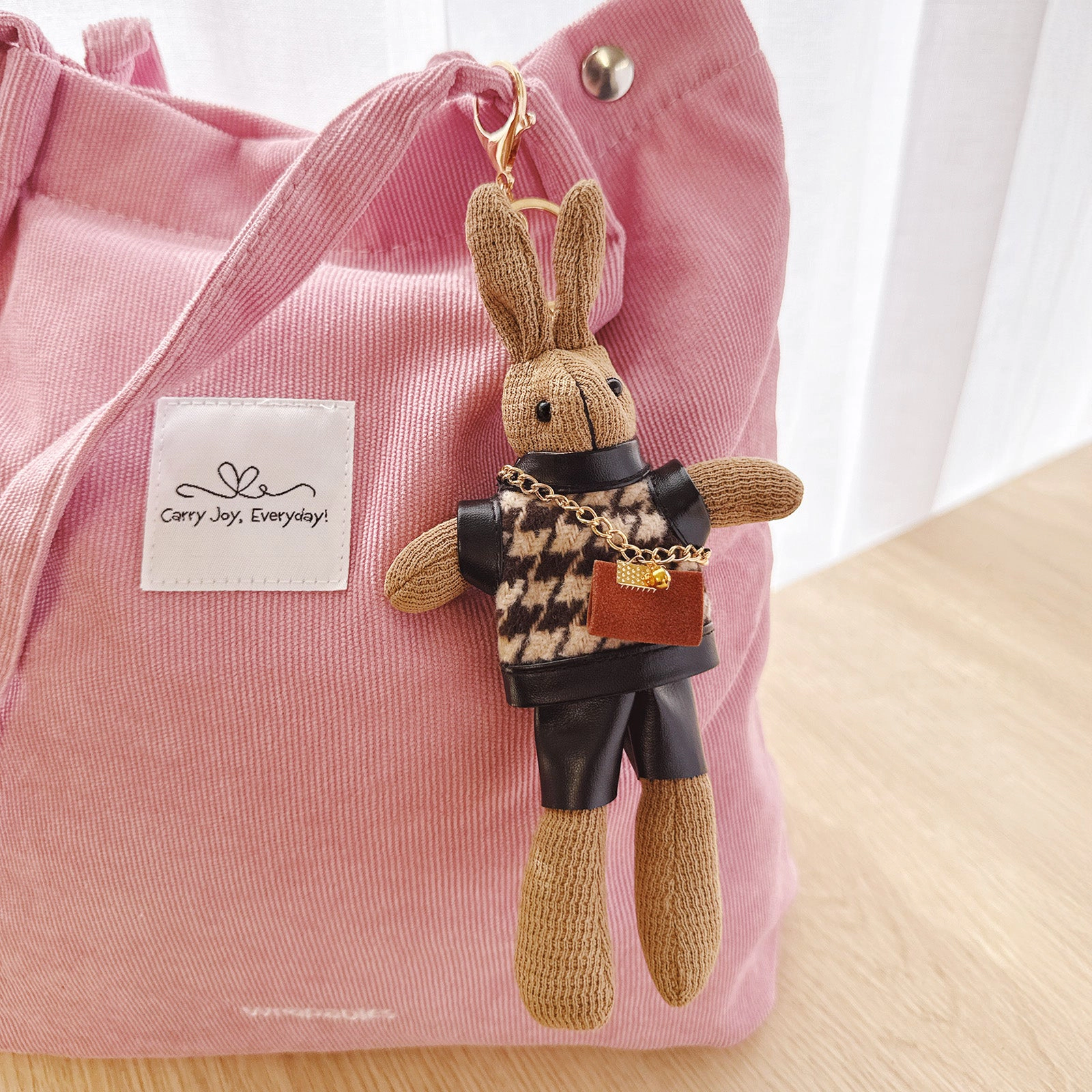 Wrapables Cute Plush Keychain Pendant Charm for Bag, Stylish Bunny