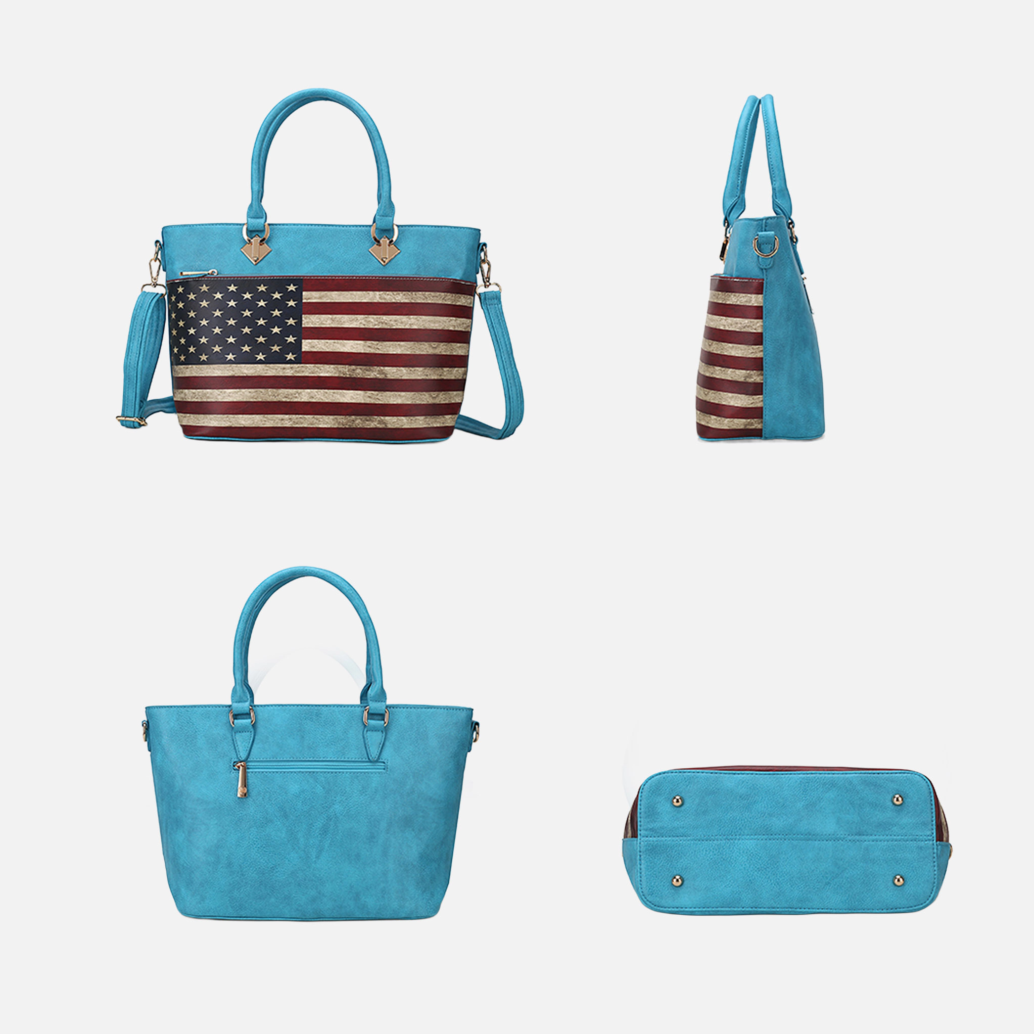 Mia K Collection Lilian Vegan Leather Tote Bag - Patriotic Print, Green