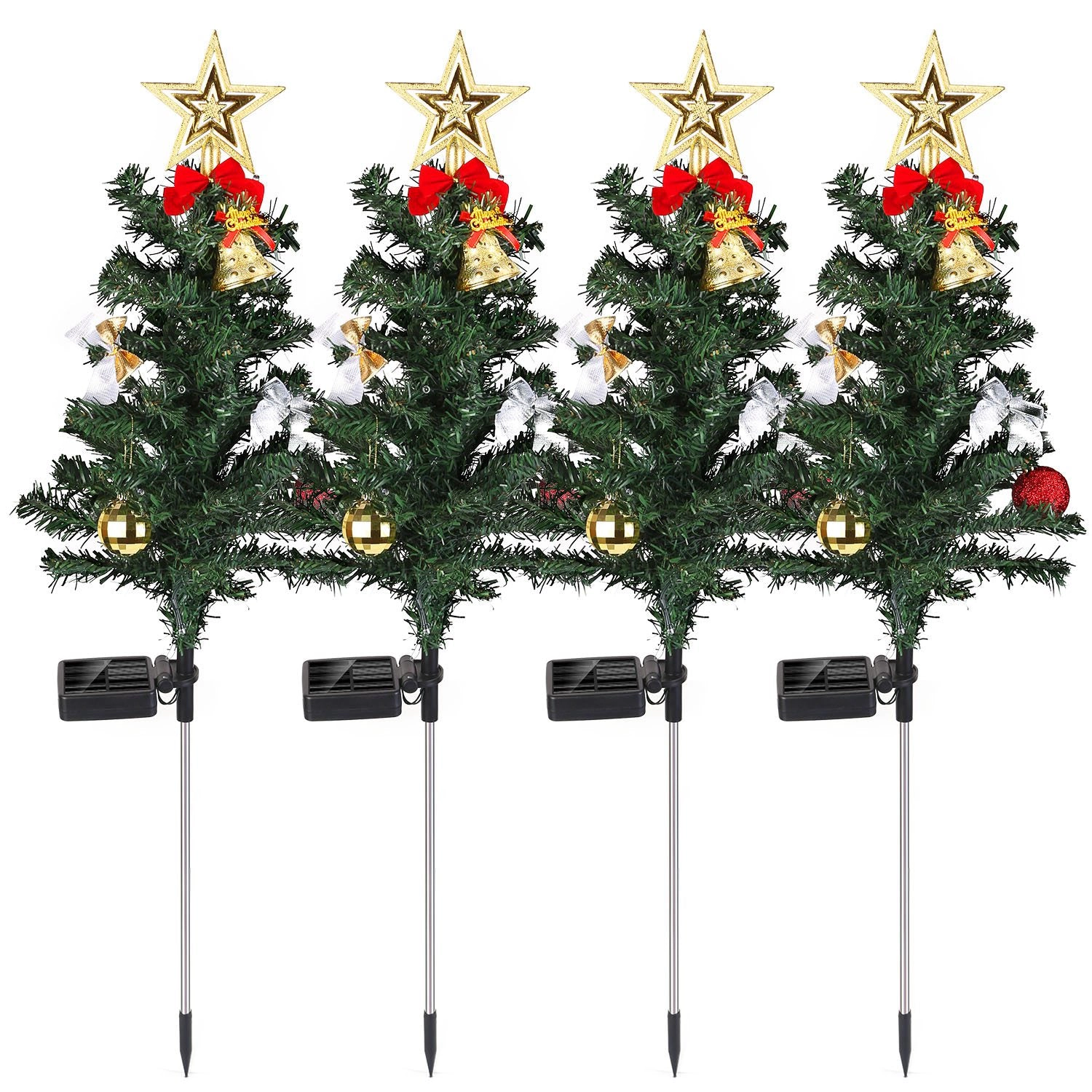 GBruno Solar LED Christmas Tree Pathway Lights 4-Pack